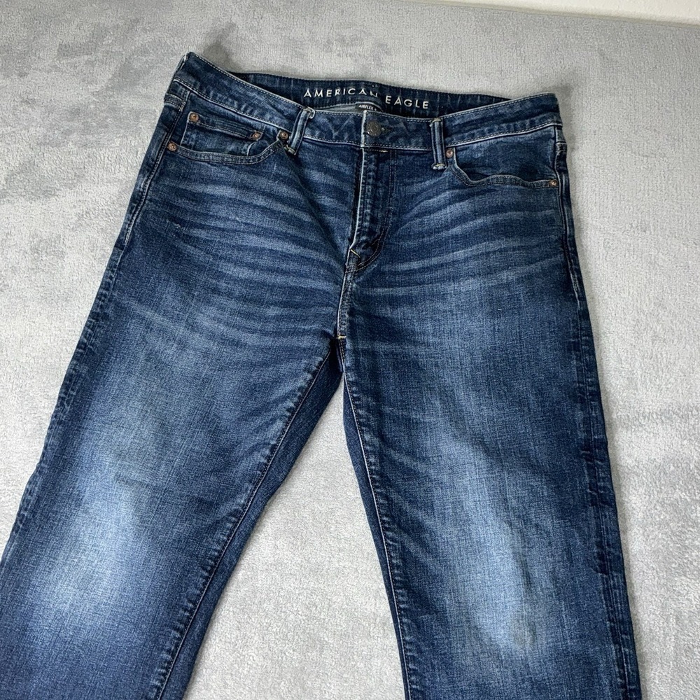 American Eagle Jeans Mens 36 Blue Denim Pants Airflex  Whiskering 36 X 30
